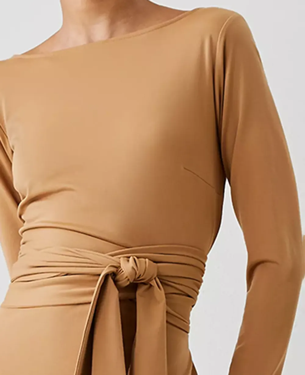 Knit Tie Waist Sheath Dress