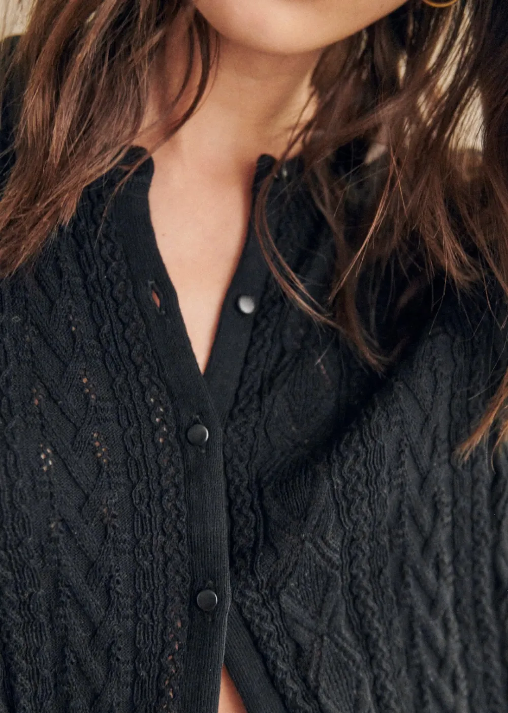 Solid Color Gentle Style Organic Cotton Long Sleeve Cardigan