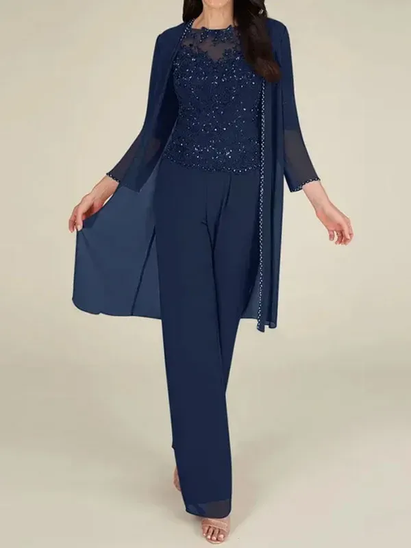 Lace sequin temperament wedding ladies chiffon sets