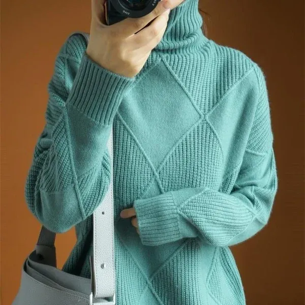 ??Loose Cashmere Turtleneck Sweater Cardigan-FREE SHIPPING