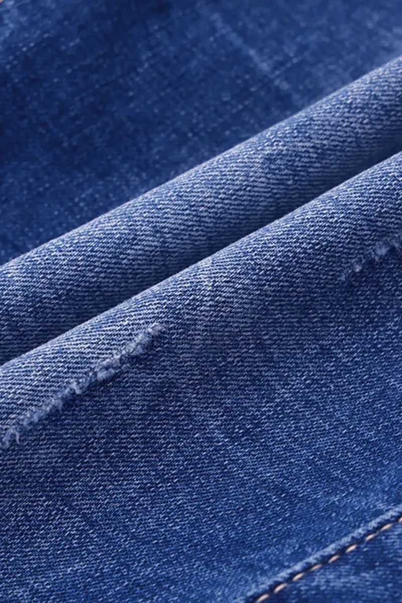 Vintage Feather Pattern Ripped Low Waist Bootcut Jeans