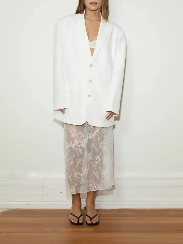 Oversized Style Blazer White