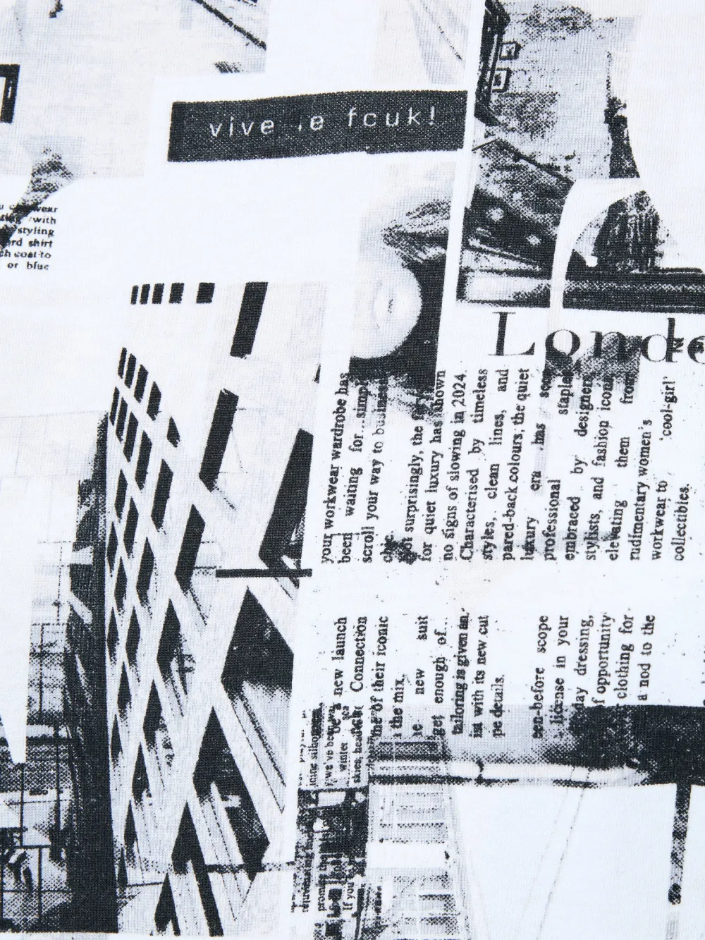 Creative Newspaper Print Black And White Short Sleeves