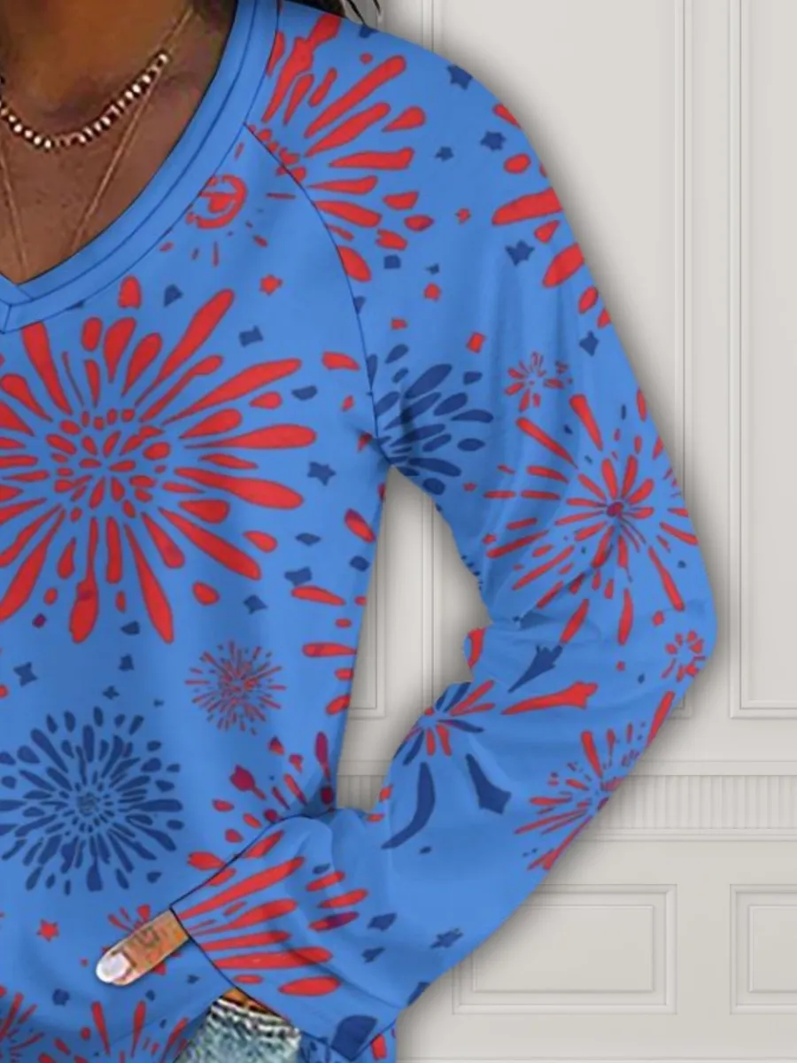 Firework Print Long Sleeve Top