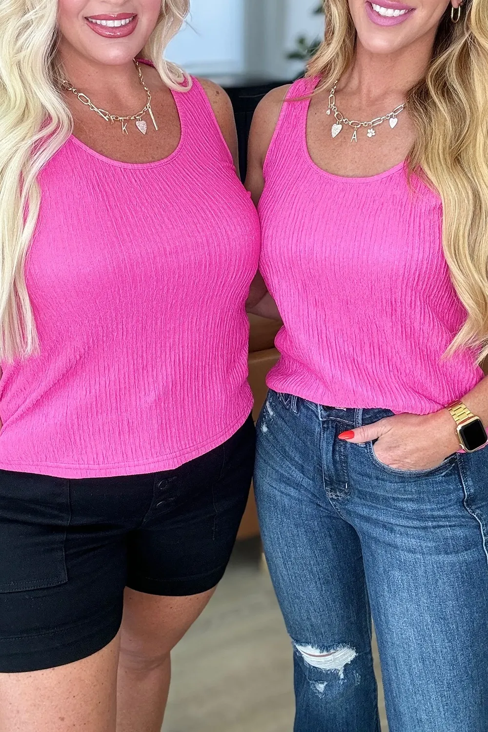 Pink Simple Super Soft  Slim-Fit Tank Tops