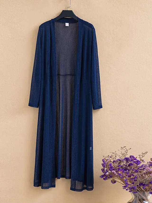 Women's Casual Jacket Long Coat Regular Fit Breathable Casual Jacket Spring Summer Long Sleeve Solid Color White Black Wine Outdoor Street Daily