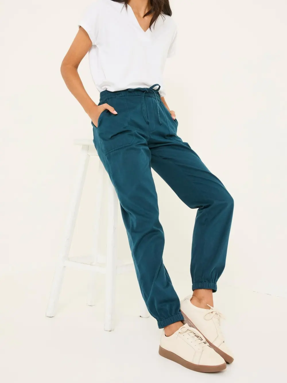 Blue Cuffed Cotton Joggers