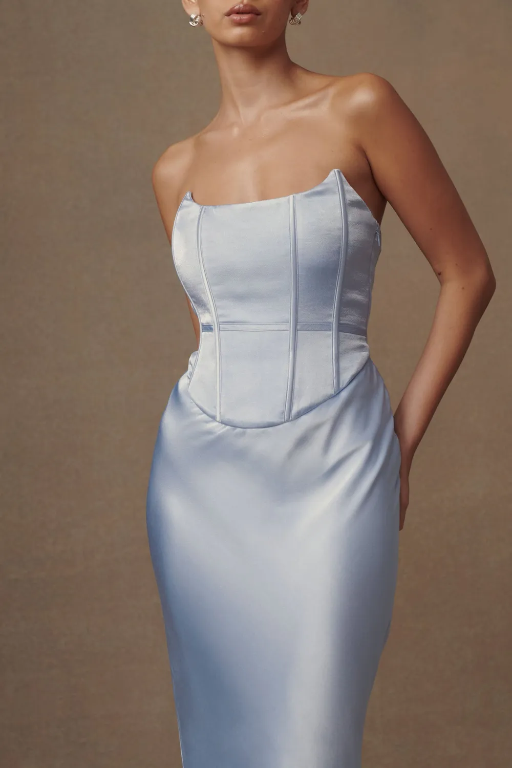 Satin Strapless Maxi Dress