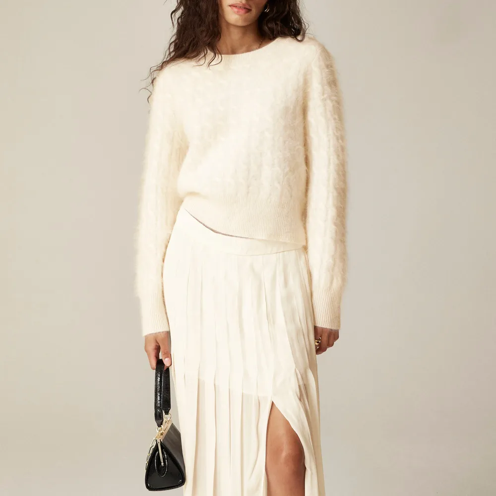 Brushed Cashmere Shrunken Crewneck Sweaters