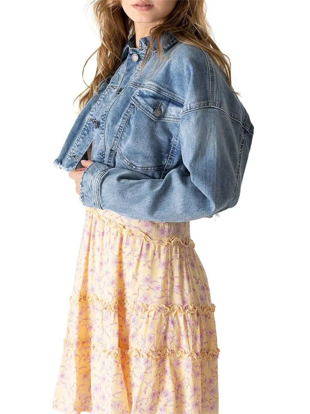 Dropped Shoulder Crop Denim Jacket