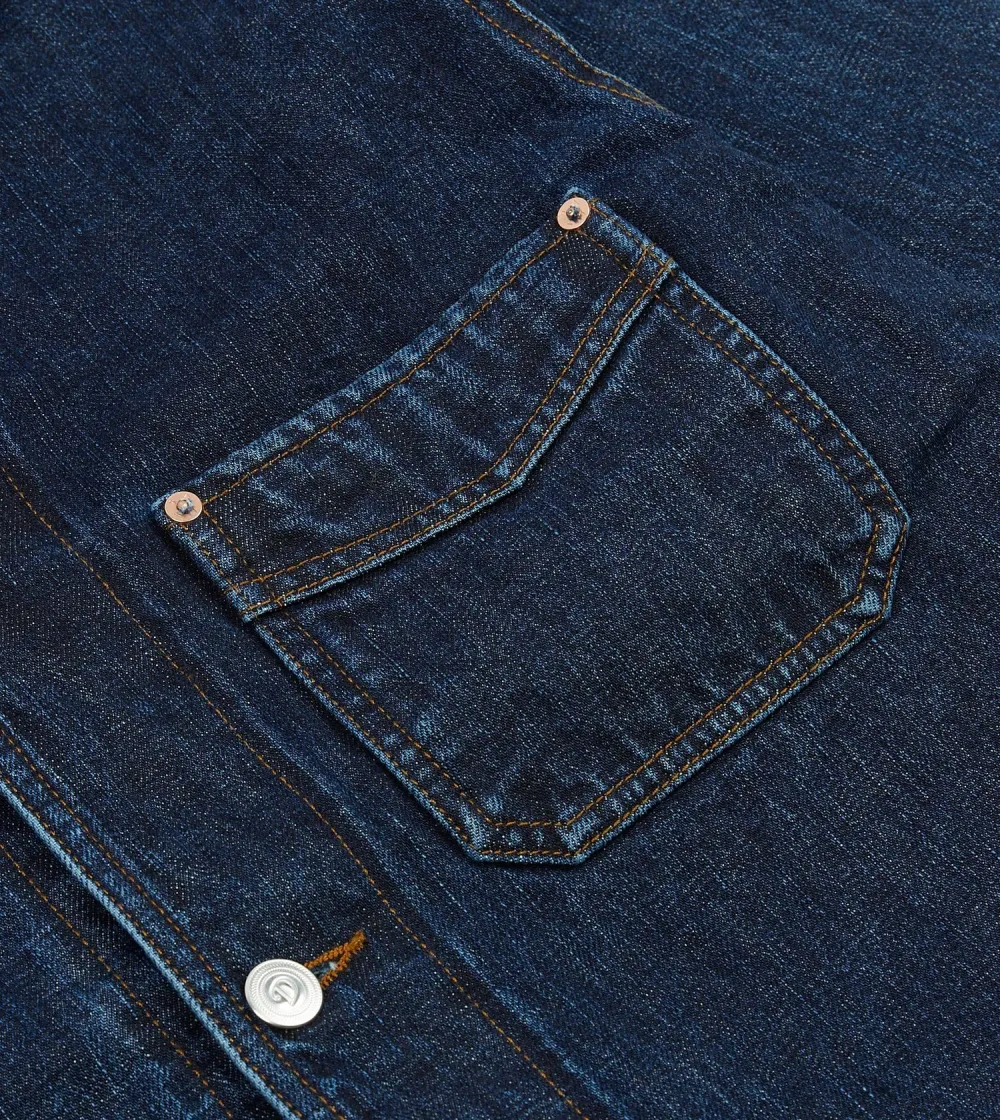 Stone Wash Denim Button Front Jacket