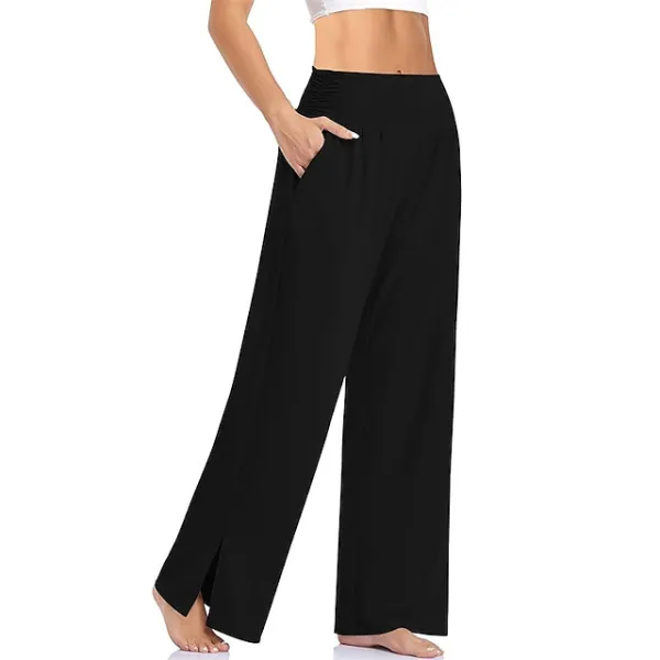 Women's Loungewear Pants with Pockets Solid Color Casual Comfortable Loose Sweatpants Yoga Dance Lady Pants Spring Summer Black Blue