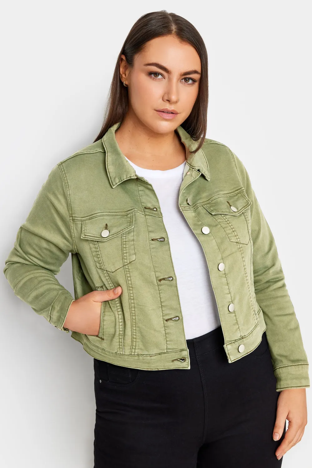 Evans Khaki Green Denim Jacket