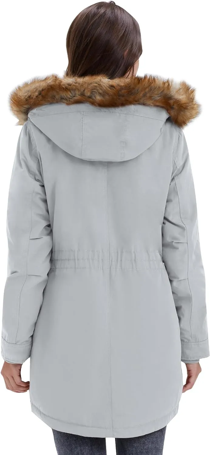 Women's Winter Coats Fleece Lined Parka Jacket Hooded Long Winter Warm Parka Coat with Pockets