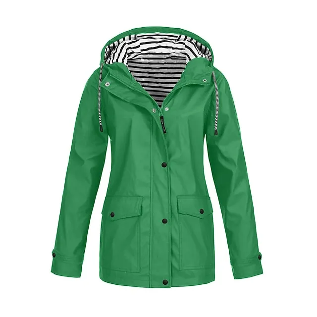 Women's Raincoat Waterproof Jacket Winter Windproof Trench Coat Fall Outdoor Hiking Jacket Winter Coat Zip up Hooded Jacket with Pocket Warm Outerwear Long Sleeve Pink Yellow White Gray