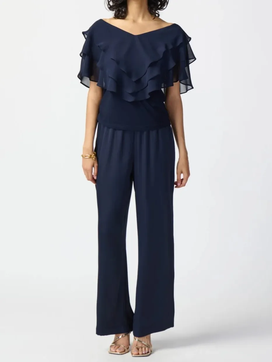 Navy Chiffon - Overlay Silky Knit Top