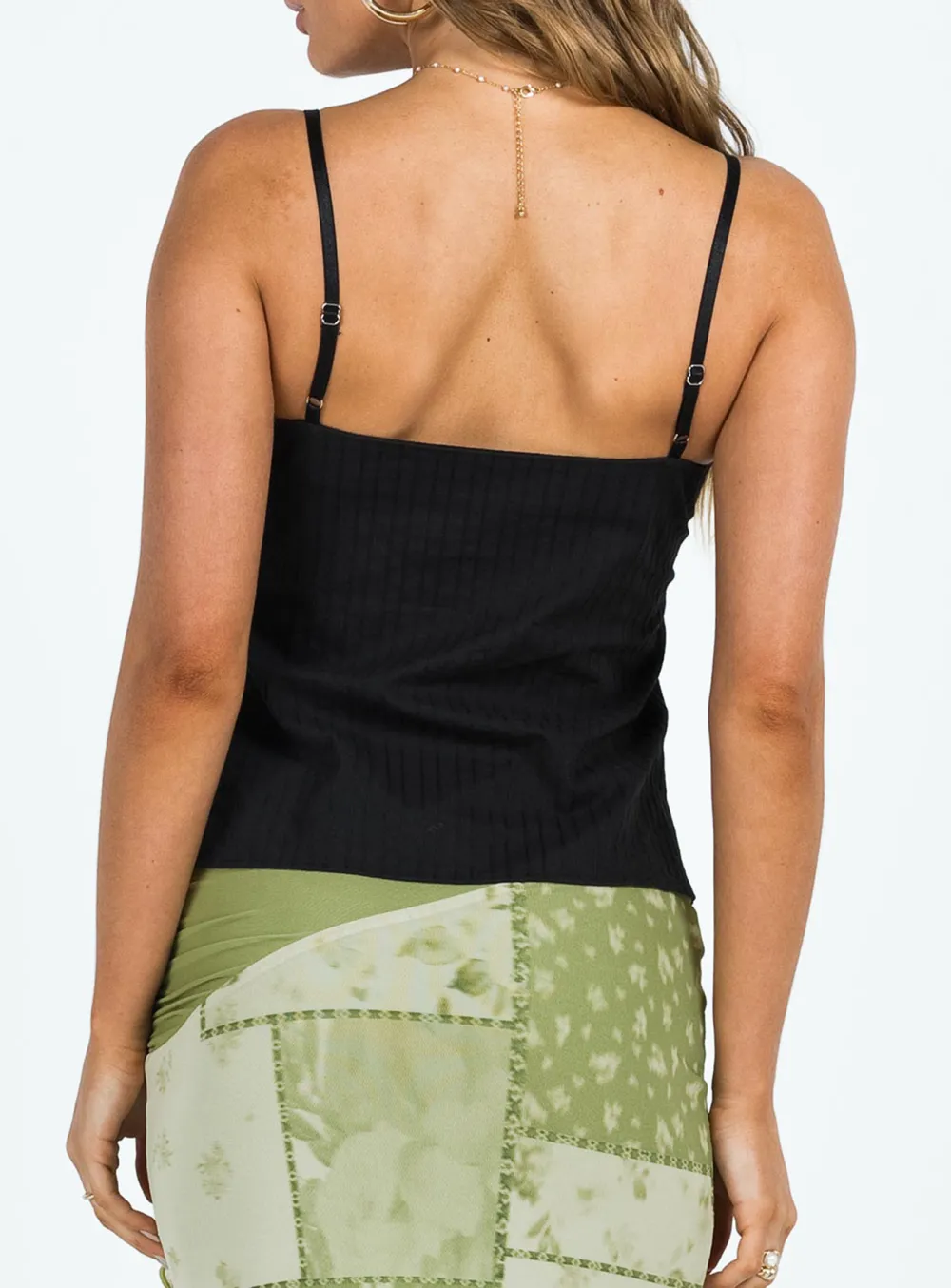 V-Neck Black Lace Trimmed Cami