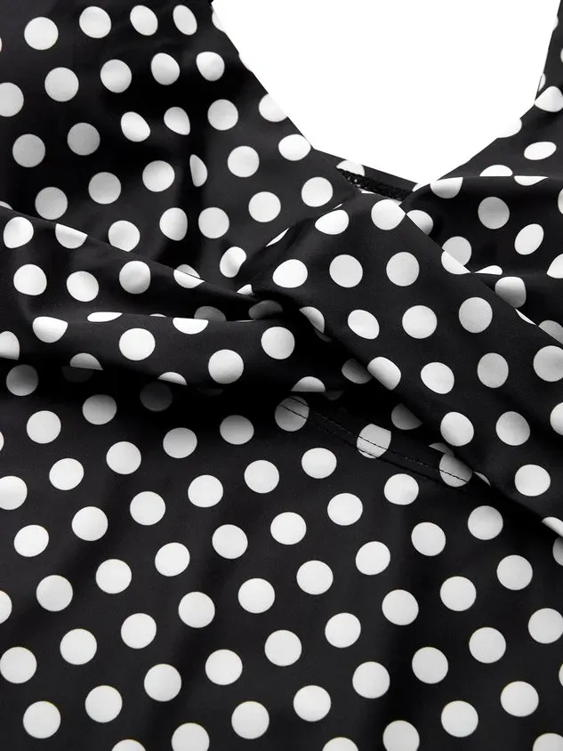 Casual Polka Dots Printing V neck Tankinis Two-Piece Set