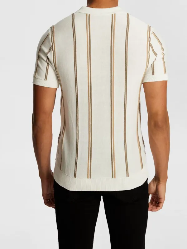 Off White Short Sleeve Color Blocked Polo Shirt