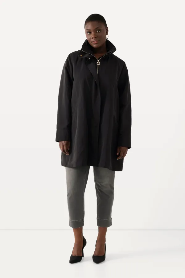 Jacke A-Linie Rücken-Plisseefalten Stehkragen Komplettfutter