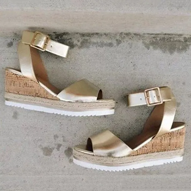 Women's Sandals Wedge Sandals Platform Sandals Corkys Sandals Daily Summer Platform Wedge Heel Ankle Strap Heel Peep Toe Casual Faux Leather Buckle Ankle Strap Solid Colored Dark Brown Black White