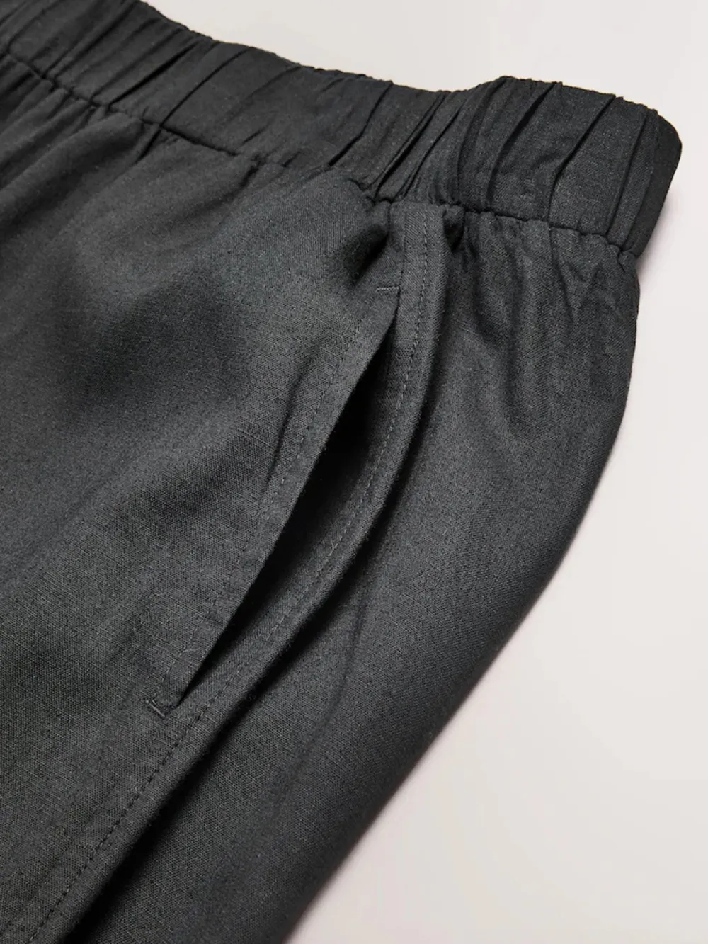 Black Wide-Leg Pants With Linen