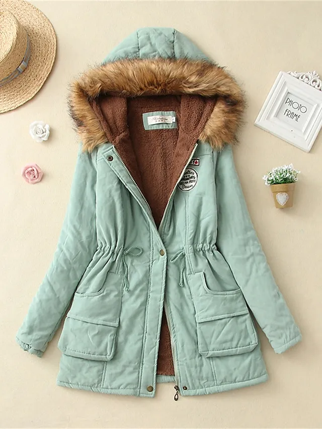 Women's Winter Coat Fleece Lined Parka Thermal Warm Windproof Puffer Jacket with Pocket Hooded Heated Jacket Fall Outerwear Drawstring Outdoor Street Fashion Casual Outerwear
