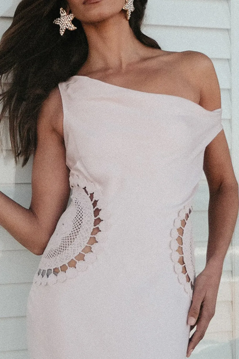 Satin Maxi Dress With Crochet