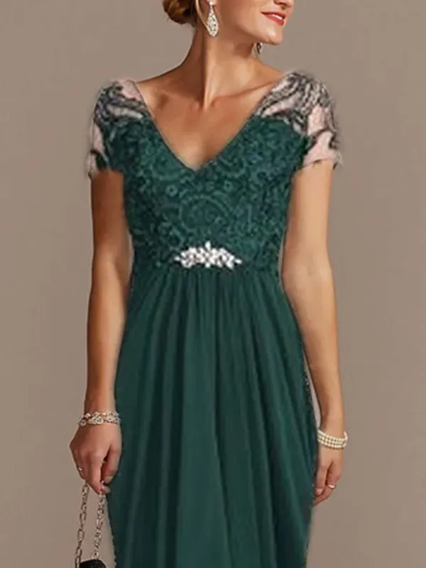 Lace chiffon with delicate waist women's dress
