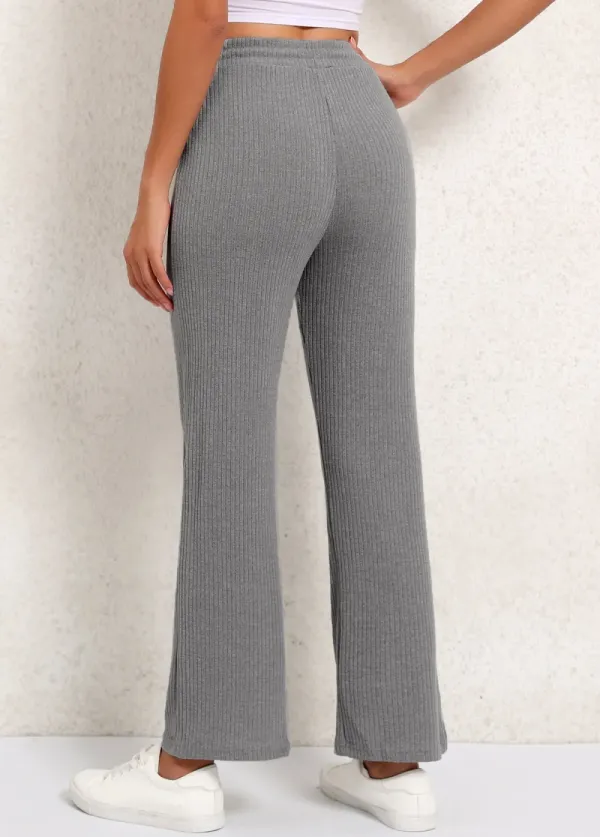 Elastic Waist High Waisted Grey Pants