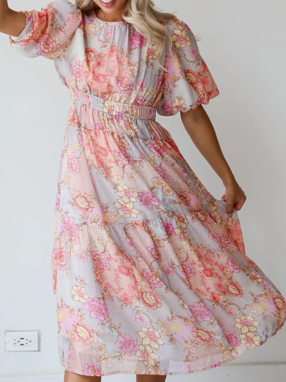 All About The Flowers Light Blue Midi Dress