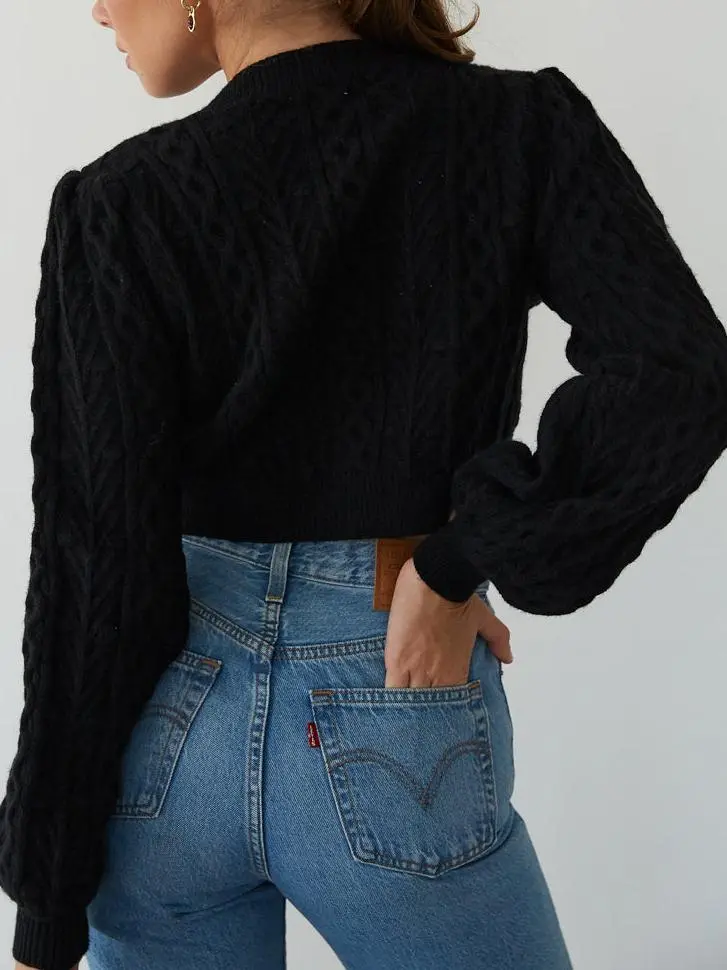 Florence Cable Knit Bow Cardigan