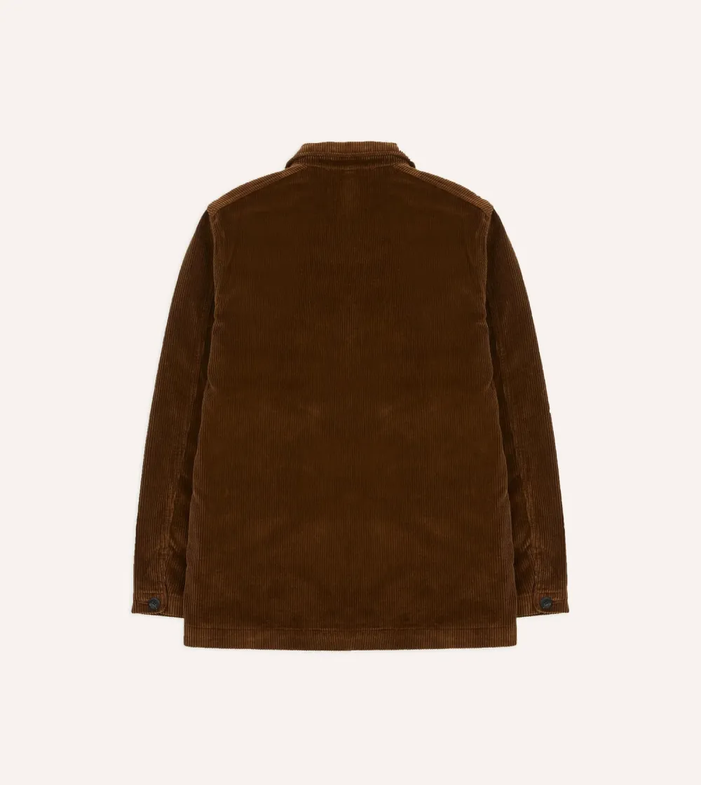 Casual Style Tan Corduroy Three-Pocket Field Jacket