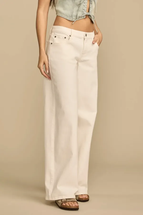 White Lies Wash Mid Rise Sweet Wide Leg