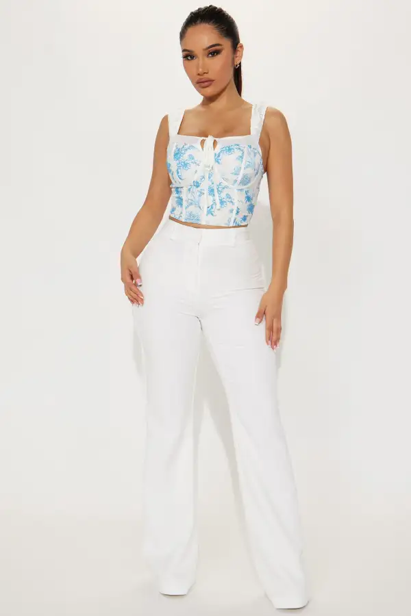 Carelli Floral Corset Top - White/combo