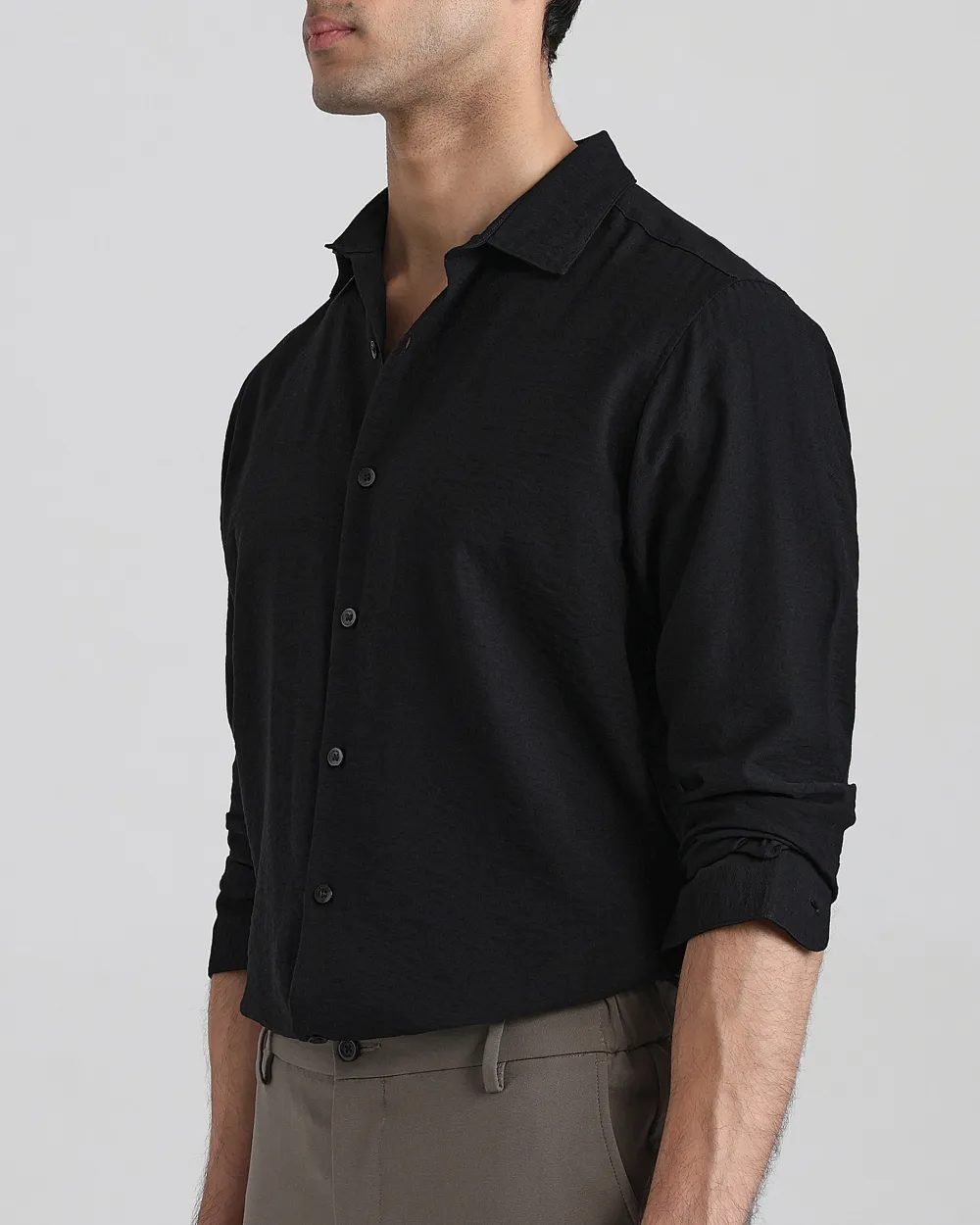 Leisure Simple Comfortable Slim-Fit Breathable Black Shirt
