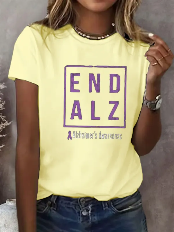 Alzheimer'S Awareness Print Casual T-Shirt