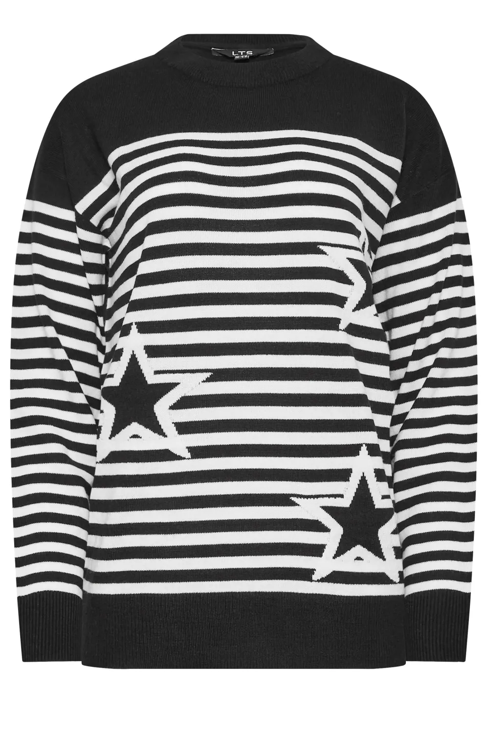 LTS Tall Black Star & Stripe Print Jumper