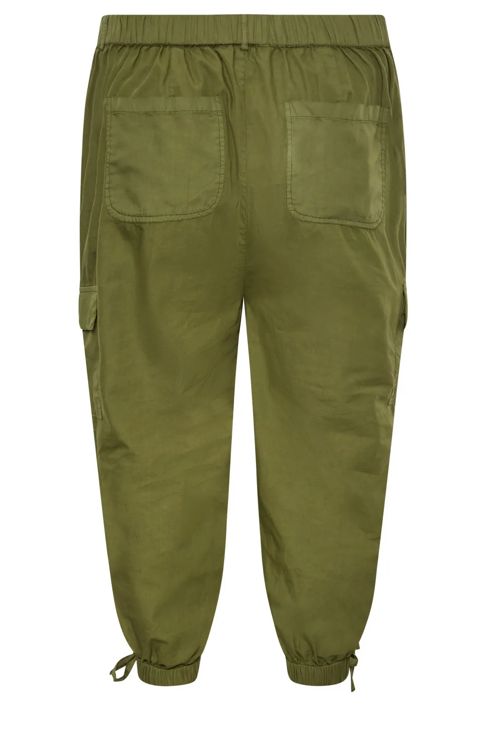 YOURS Curve Khaki Green Cropped Cargo Trousers