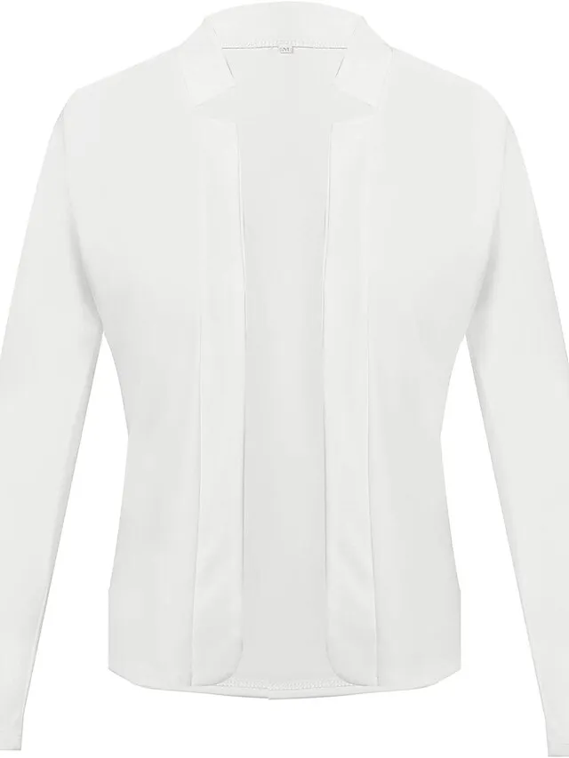 Women's Blazer Solid Color Classic Office / Business Long Sleeve Coat Spring Fall Causal Open Front Regular Jacket Light Pink