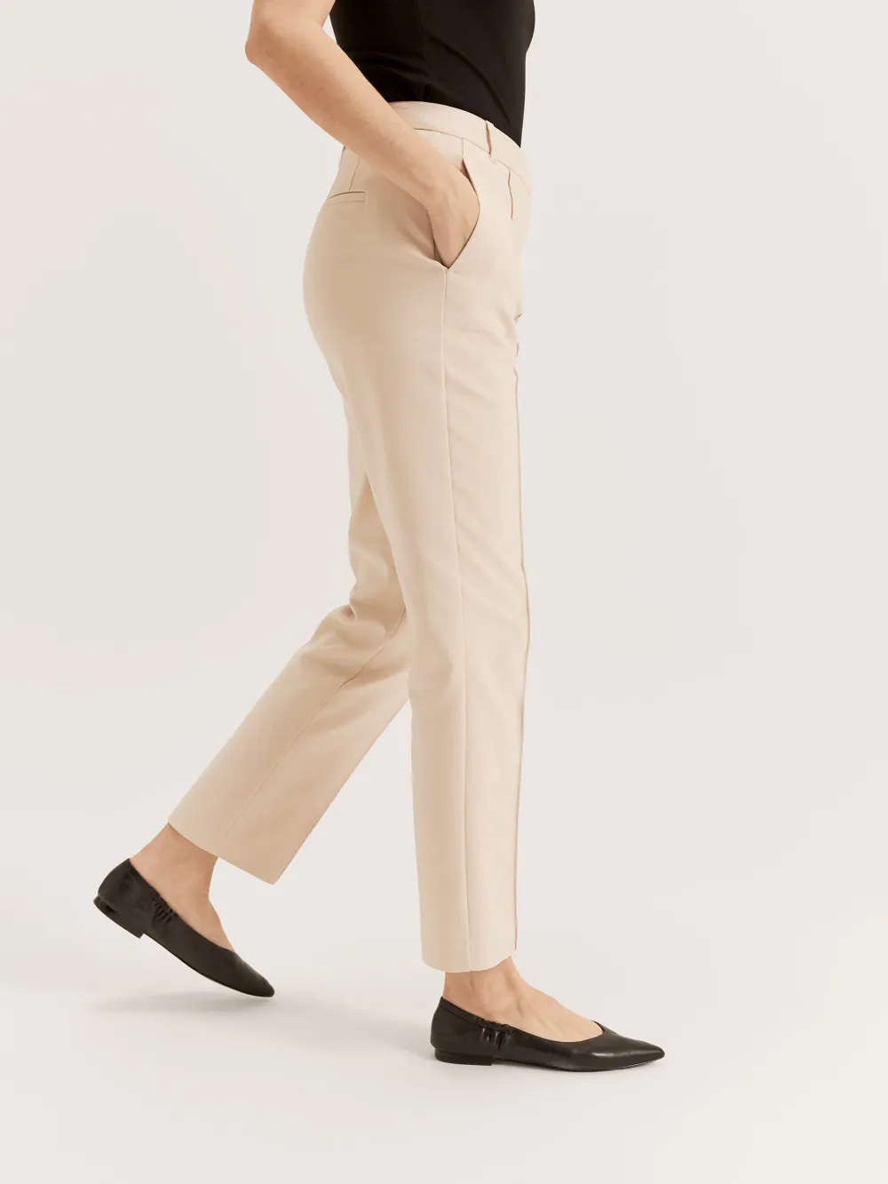 Khaki Tapered Leg Pants