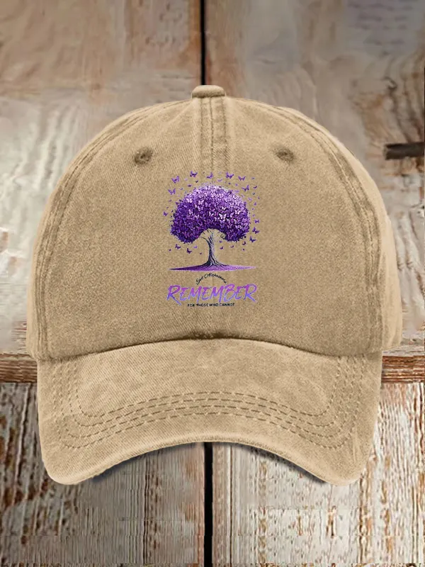 Alzheimer'S Awareness End Alzheimer Remember For Those Who Cannt Butterfly Printed Baseball Cap