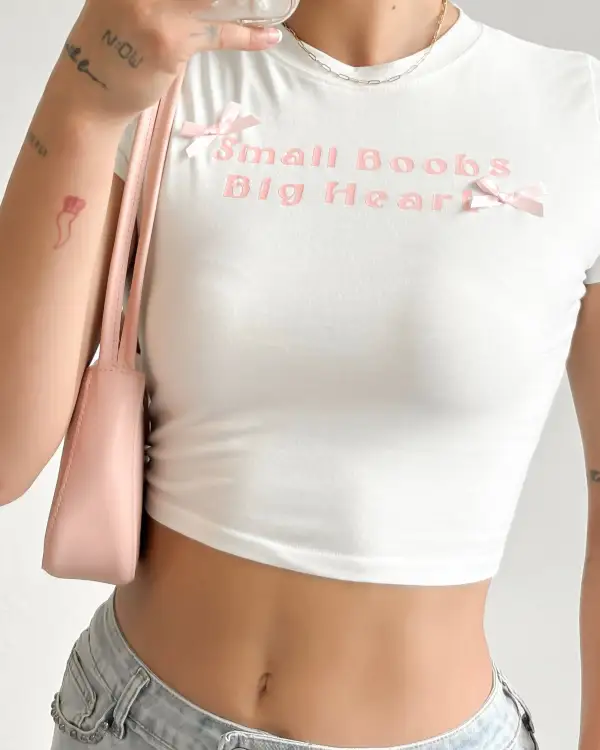 SMALL BOOBS BIG HEART COQUETTE CROP TOP