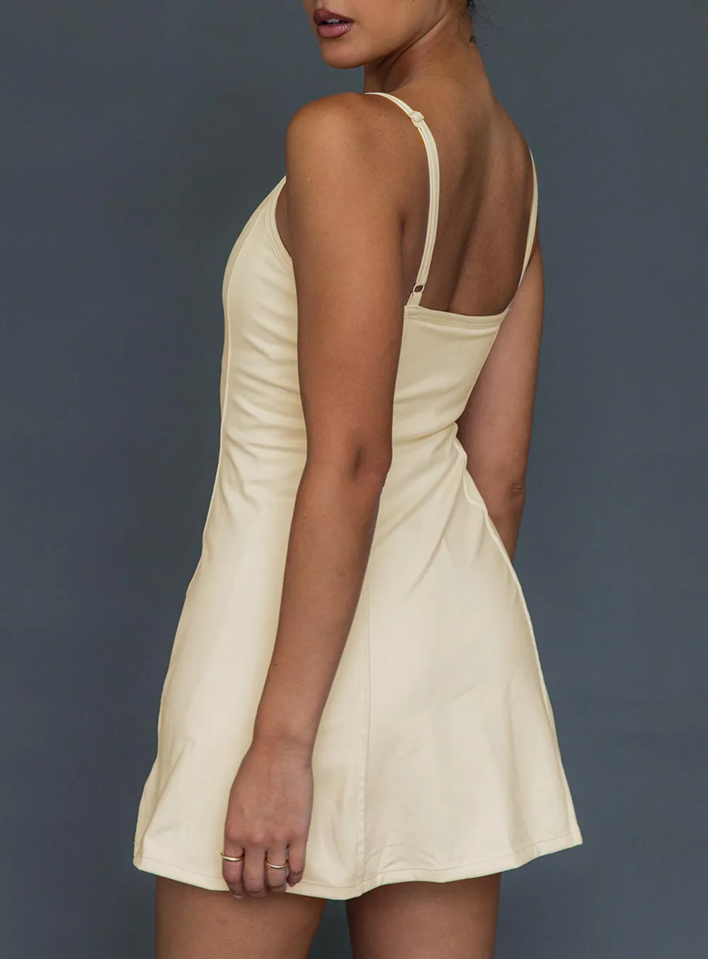 Grey Spaghetti Strap Side Split Mini Dress