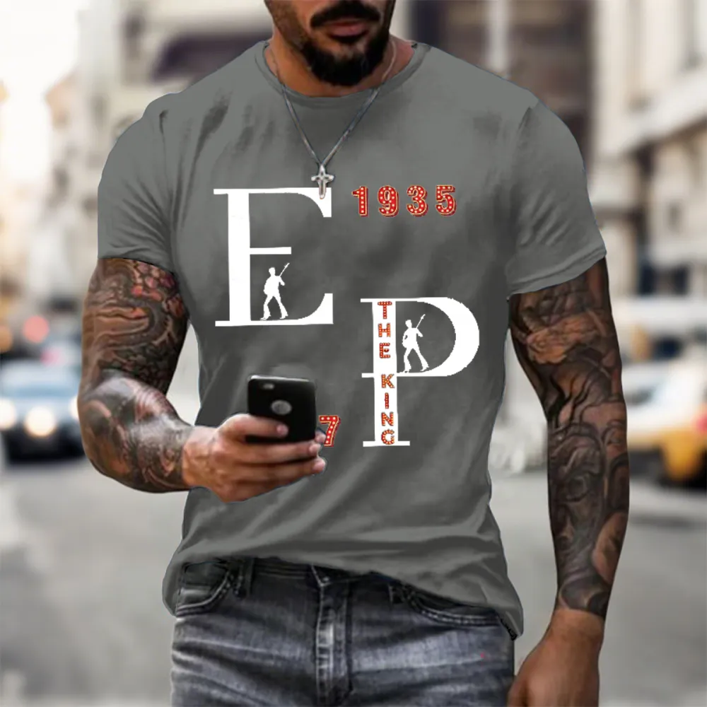 Men's 1935 EP Print Short Sleeve Round Neck Cotton T-Shirt