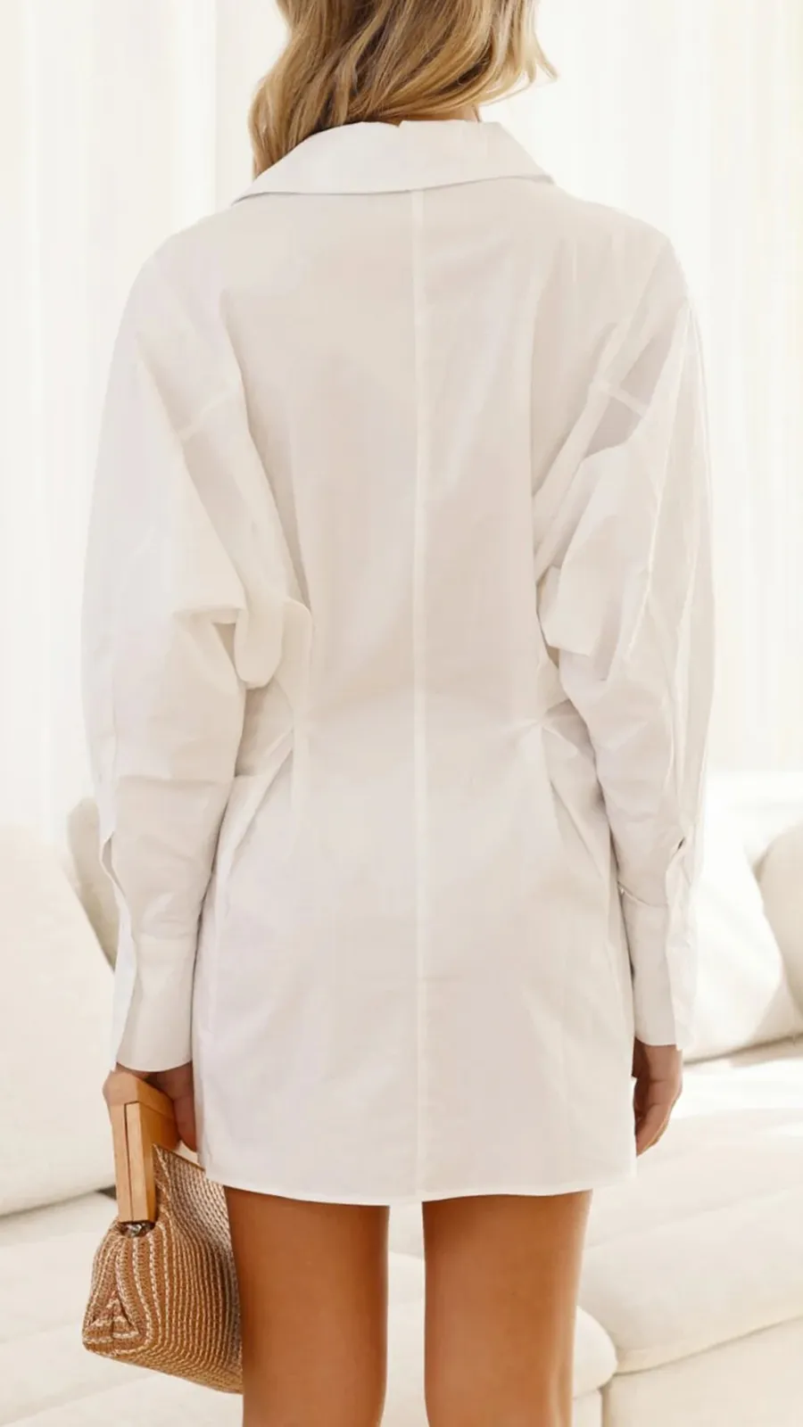 Collared Style Batwing Sleeves Shirt Dress