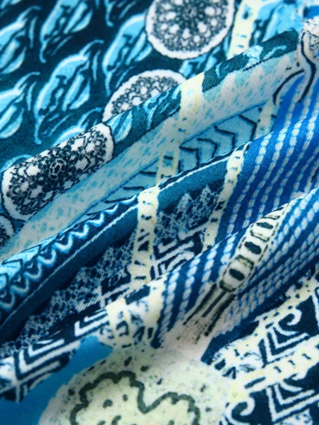 Women's Casual Dress Mini Dress Blue Sleeveless Print Print Spring Summer Halter Casual 2023 S M L XL XXL 3XL