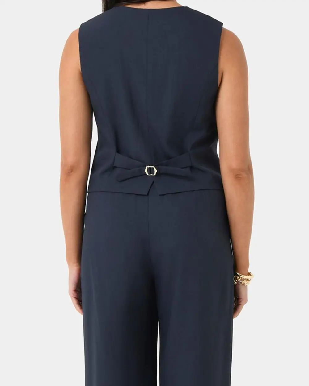 Front Faux Pockets Tailored Vest