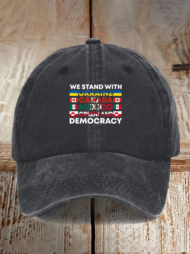 Men And Women's We Stand With Them Washed Baseball Cap