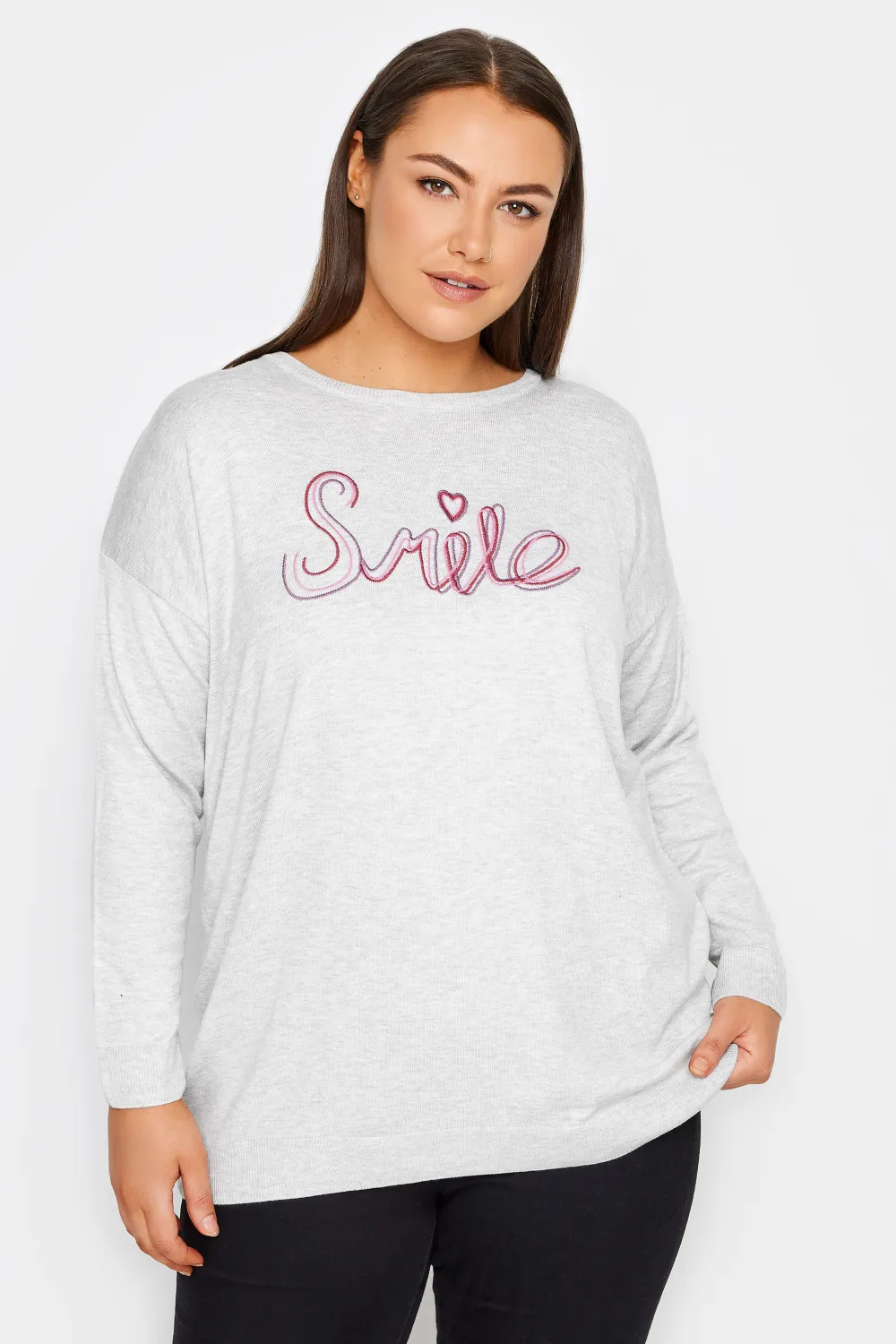Evans Grey 'Smile' Slogan Jumper
